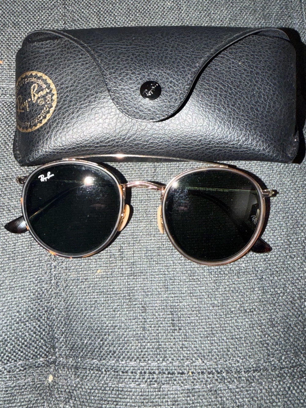 Ray-Ban Gold Frame Sunglasses with Black Lenses